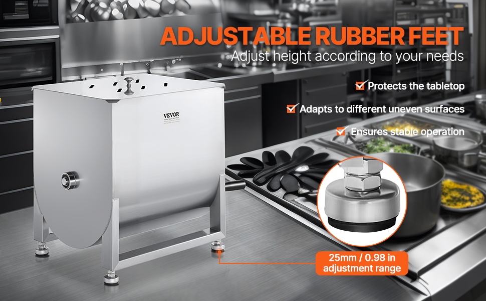 Säädettävät kumijalat vakautta ja työtason suojaa varten