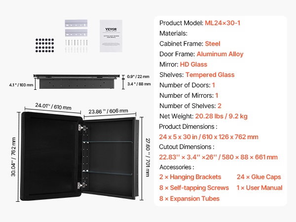Peilikaapin mitat ja sisätila