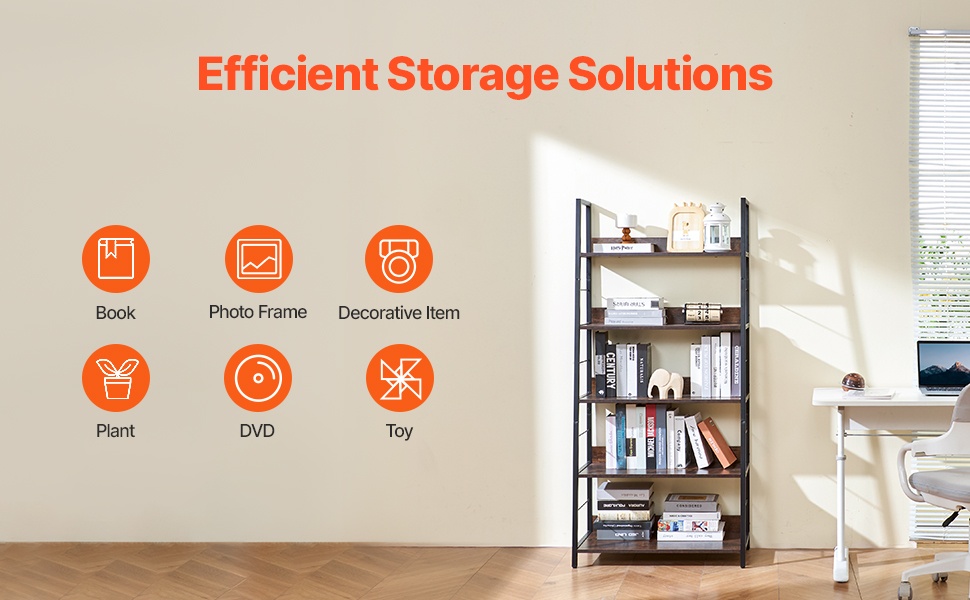 Metallinen kirjahylly 5 tasolla