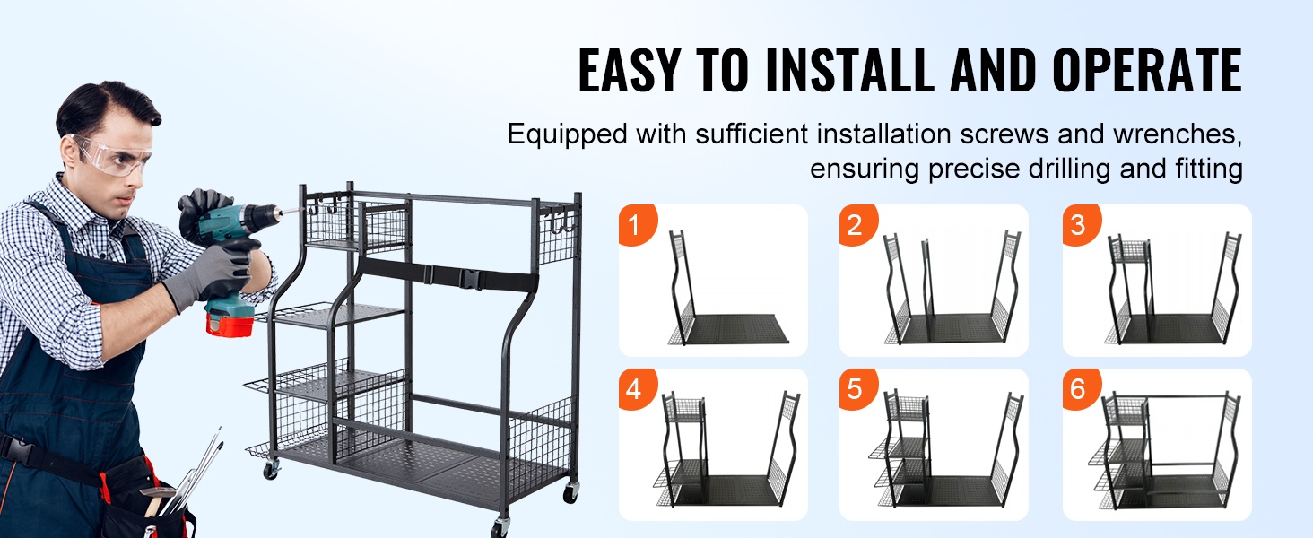 Helposti koottava urheiluvarusteiden säilytysjärjestelmä