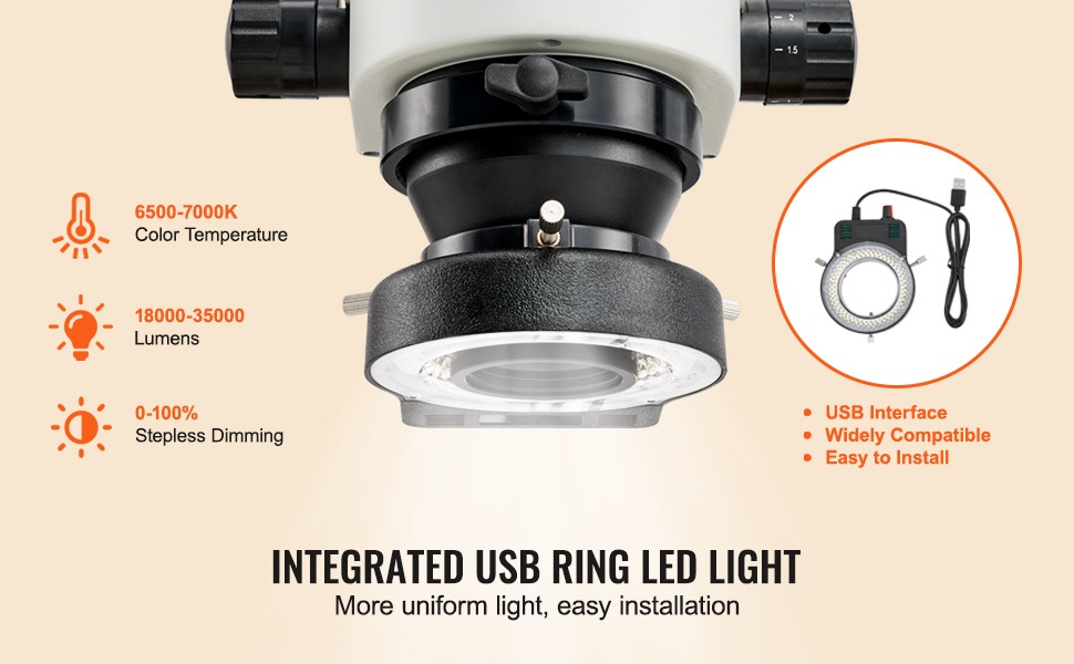 LED-rengasvalo USB-liitännällä