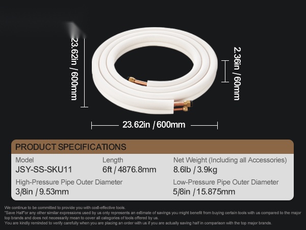 Pakattu mini-split-kylmäaineputkisarja