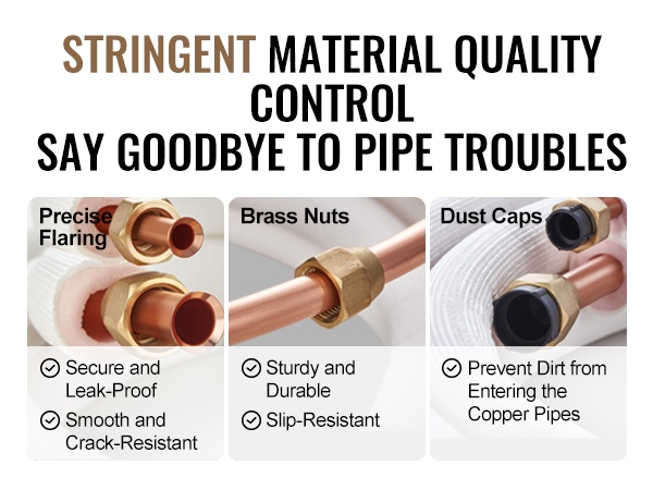 Kupariputket mini-split-järjestelmän liitäntään