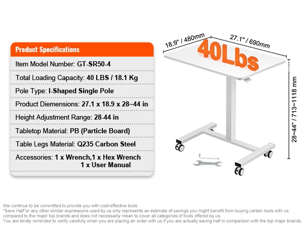Siirrettävä työpöytä eri käyttökohteisiin mobiilinäkymä