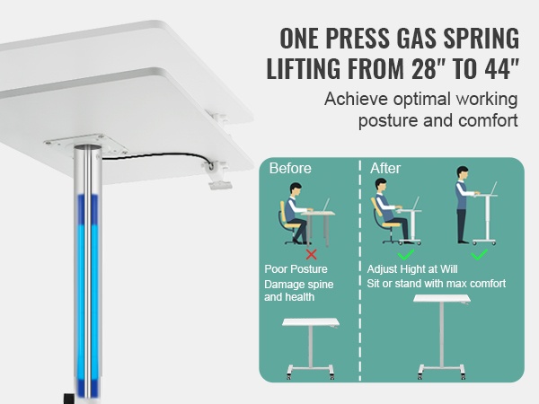Kaasujousella säädettävä korkeus mobiilinäkymä