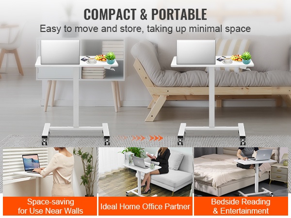 Liikuteltava työpöytä pyörillä mobiilinäkymä