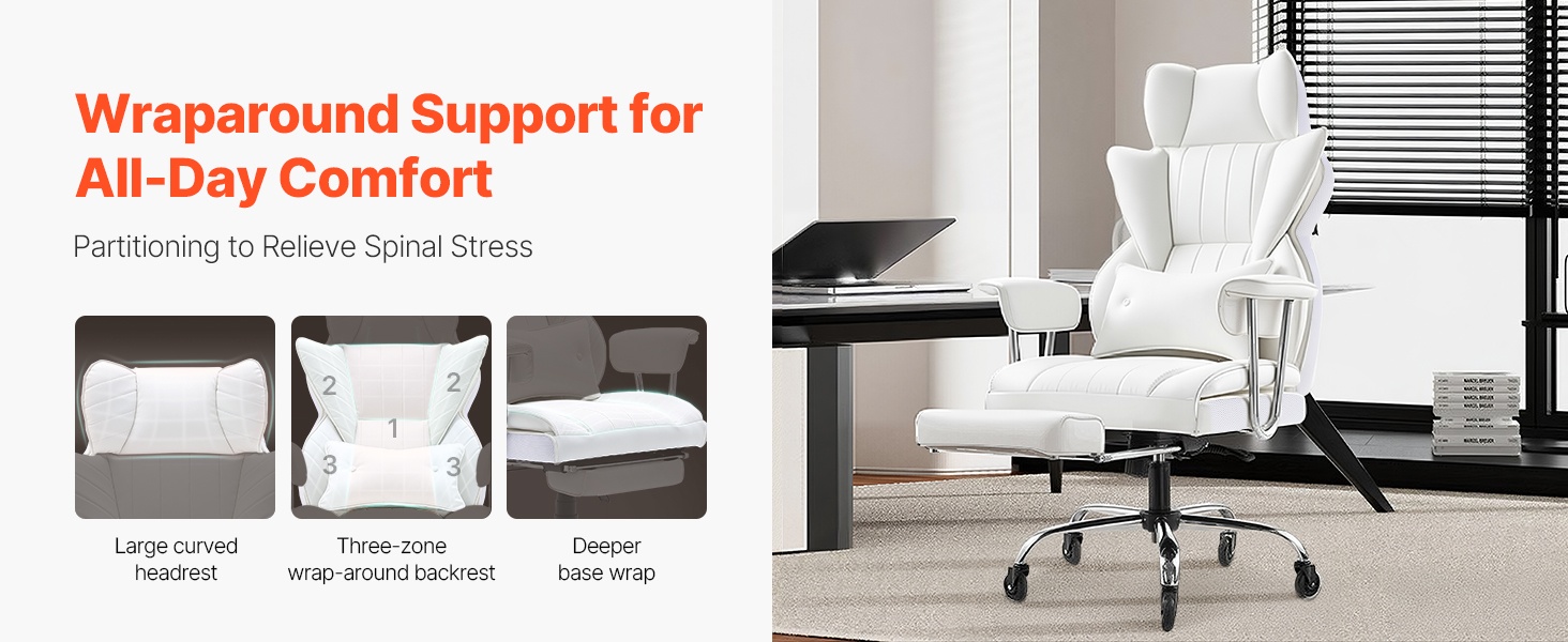 Leveä toimistotuoli pehmeällä istuimella