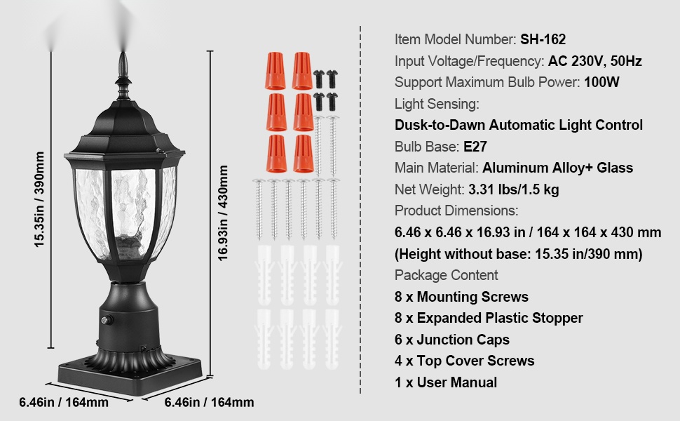 Alumiininen ulkovalaisin lasikuvulla