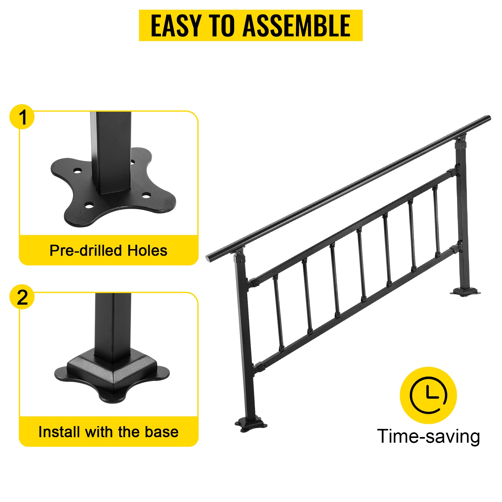 Helppo asennus betoniporraskaiteelle