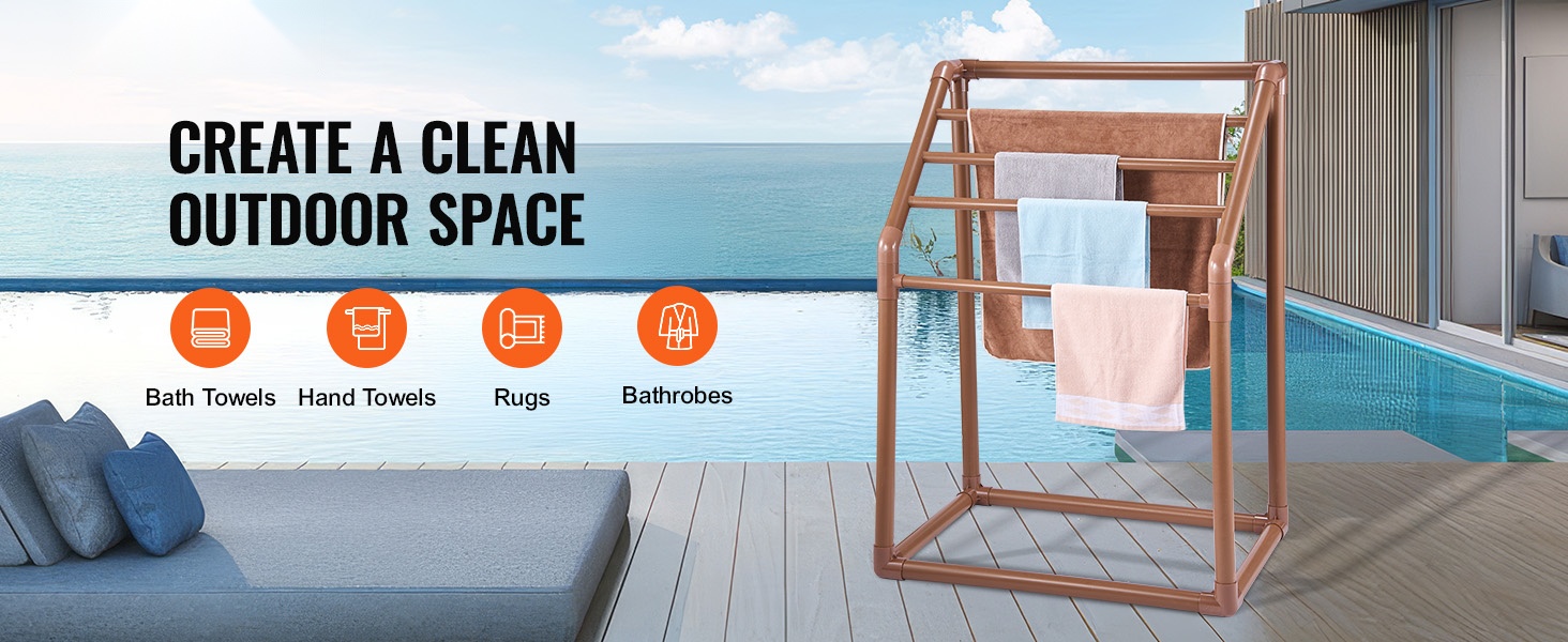 Vapaasti seisova pyyheteline uima-altaan viereen