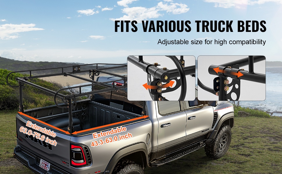 Säädettävä leveys ja asennuspituus lava-auton telineessä