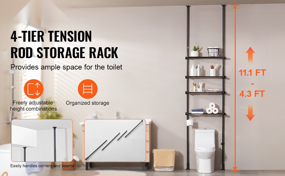 Wc-istuimen yläpuolinen bambuhylly edestä