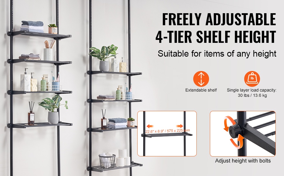 Säädettävä keskitaso wc-hyllyssä