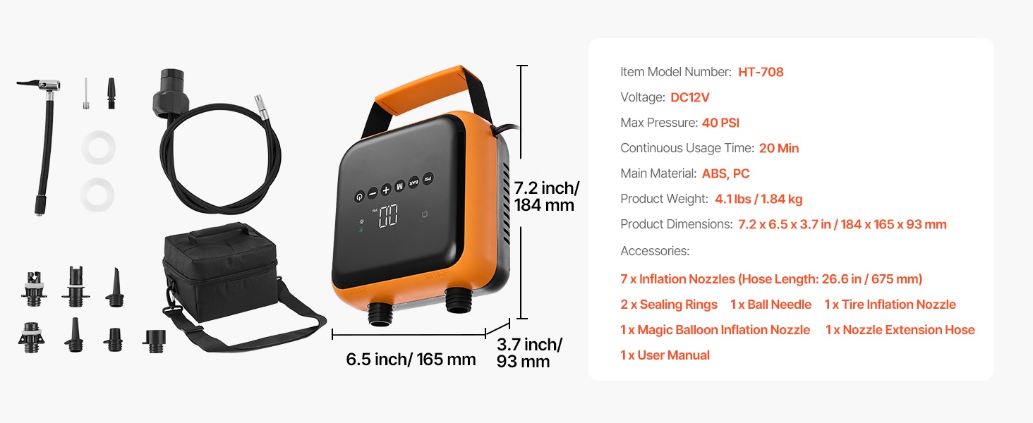 SUP-pumpun mitat ja rakenne