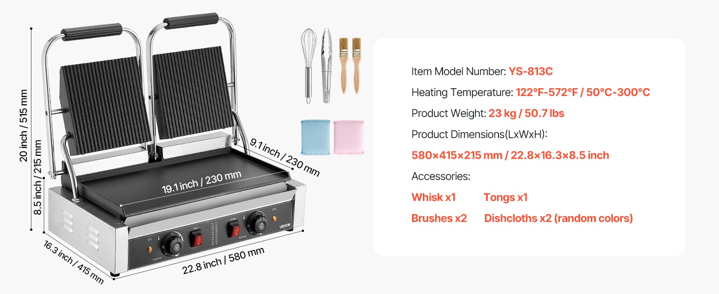 Paninigrillin mitat ja rakenne
