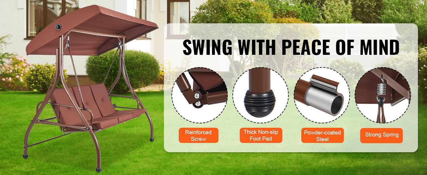 Helppo kokoaminen ulkokeinulle