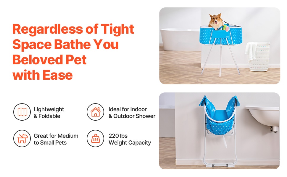 Taitettava lemmikkien kylpyamme