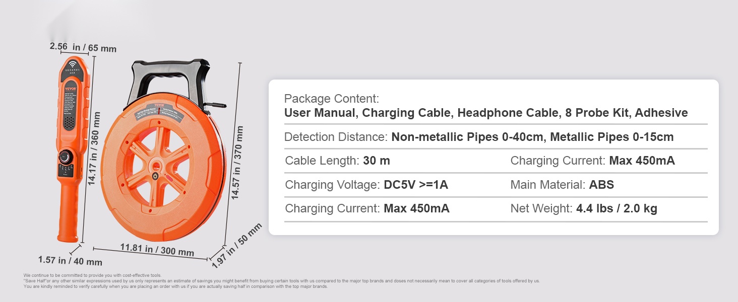 Putkitukosten paikannin ja varusteet