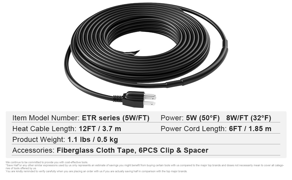 Putkien ja katon lämmityskaapeli talvikäyttöön