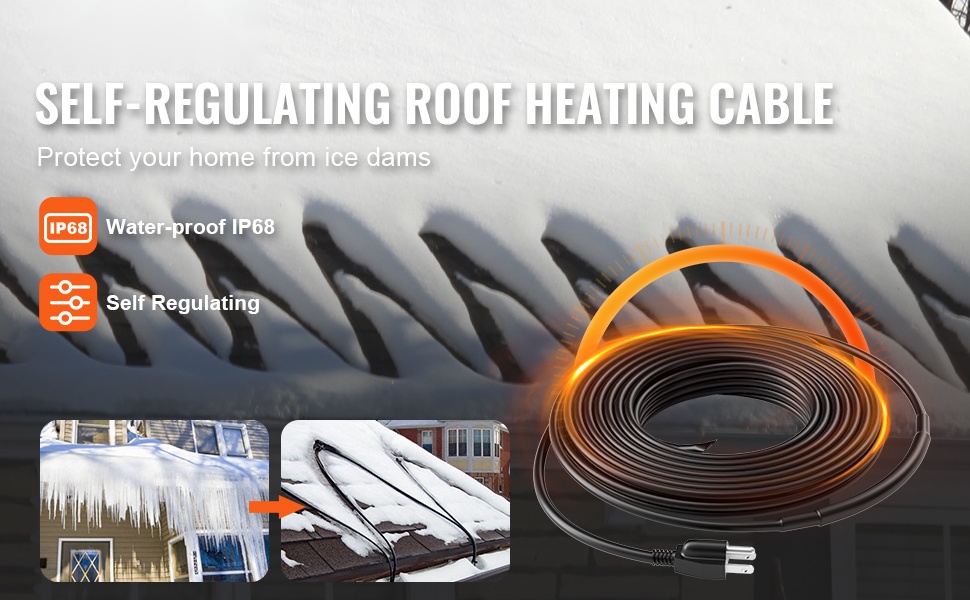 Putkien lämmityskaapeli katolle ja putkille