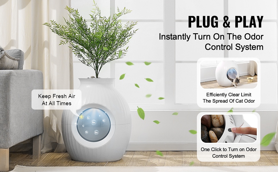 Kissan hiekkalaatikko hajunhallintajärjestelmällä