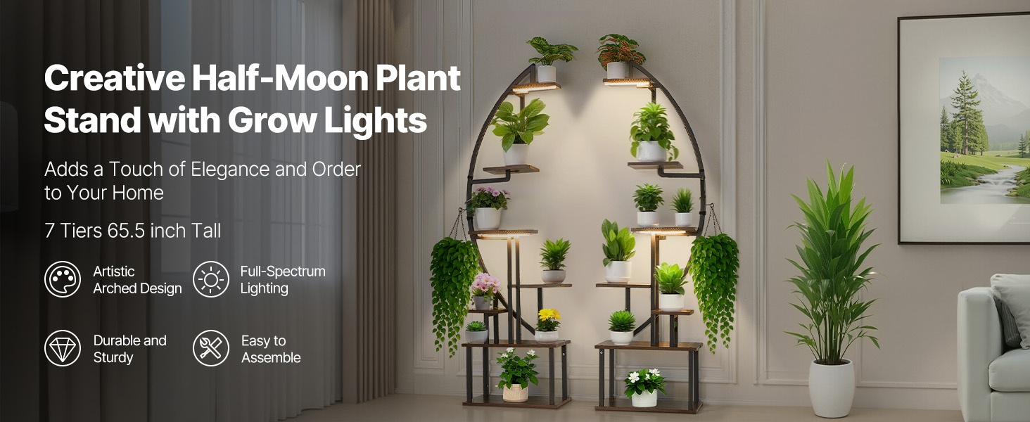 Kasviteline valaistuksella olohuoneessa