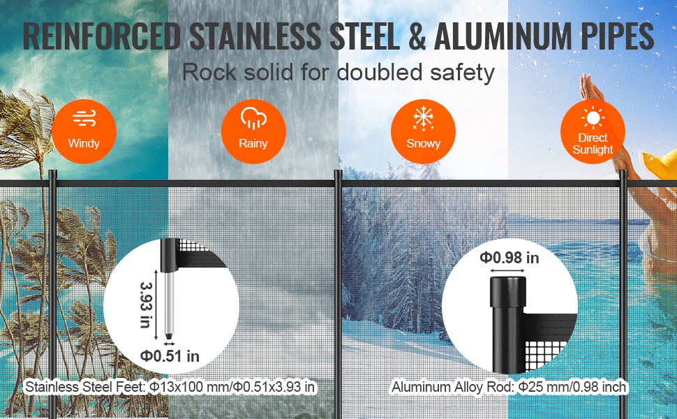 Uima-allasaita, alumiinitolpat ja teräsjalat