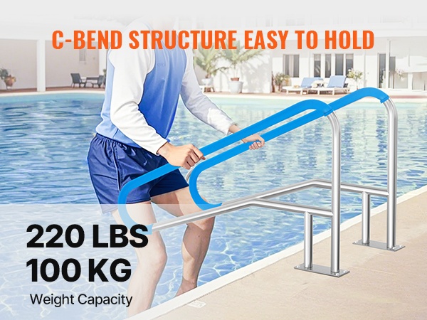 Ulkokäyttöön sopiva uima-altaan kaide