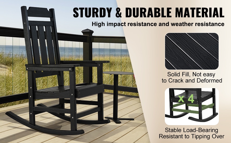 Korkeatiheyksisestä HIPS-materiaalista valmistettu keinuva tuoli