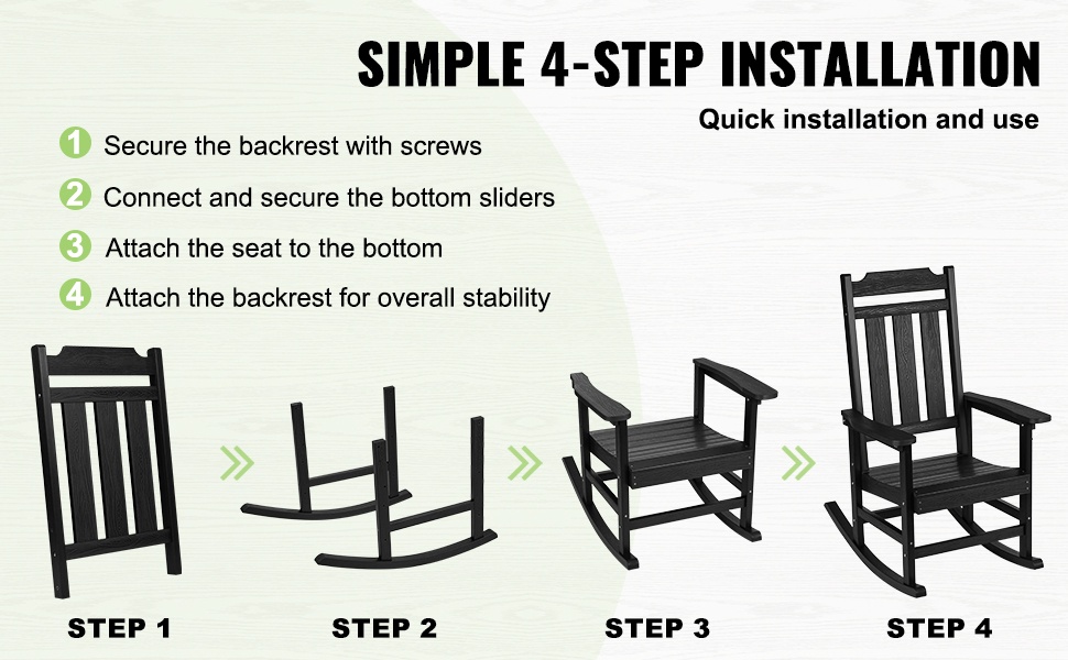 Osittain esikoottu keinuva tuoli, helppo kokoaminen