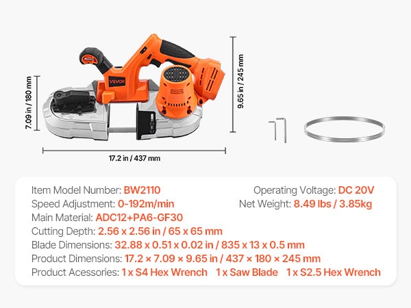Kompakti nauhasaha ripustuskoukulla