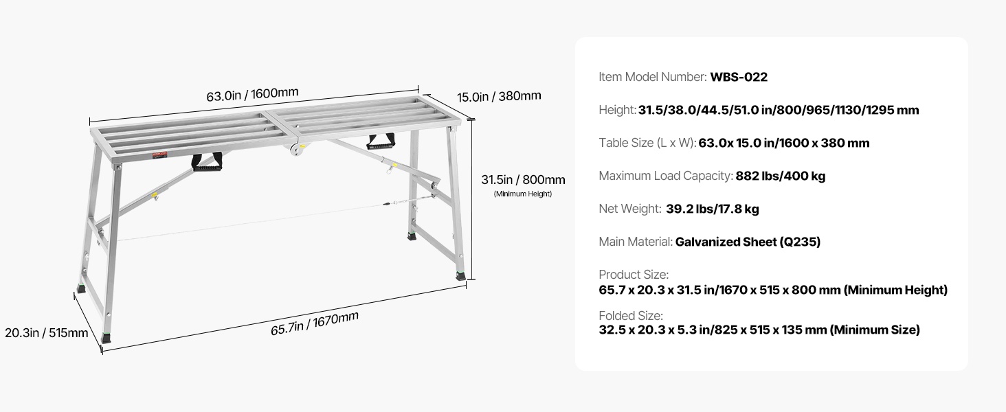 Työalusta taitettuna