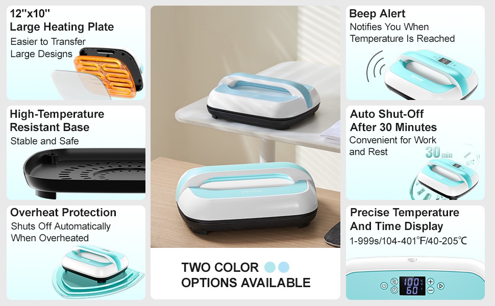 Lämpösiirtolaite turvallisilla toiminnoilla ja lämpöä kestävällä pohjalla