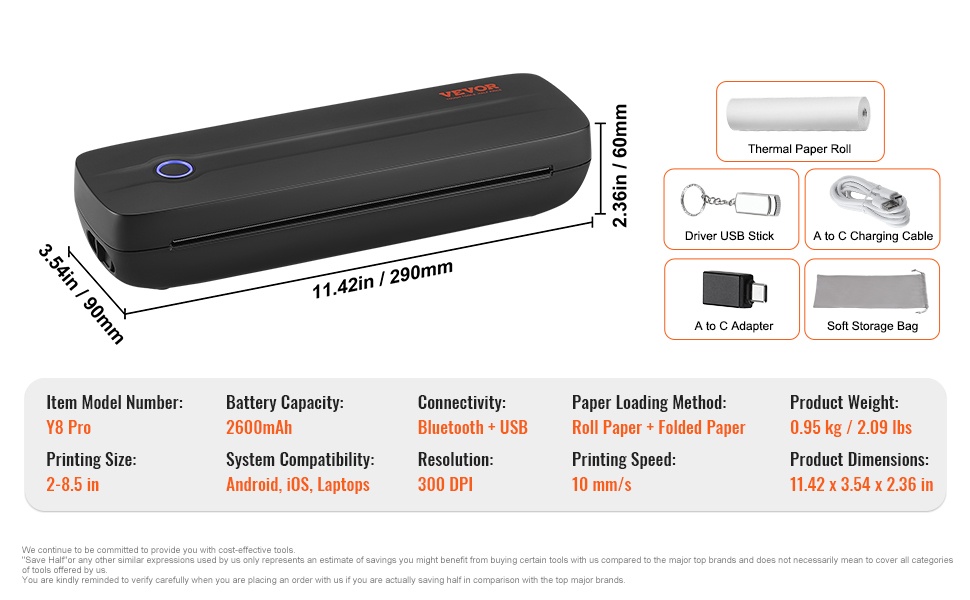 Kannettava lämpötulostin käytössä