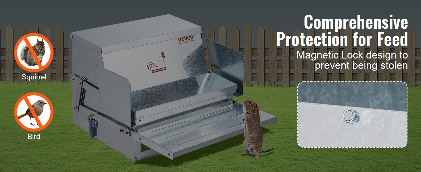Magneettilukolla varustettu kansi estää rehujen varastamisen