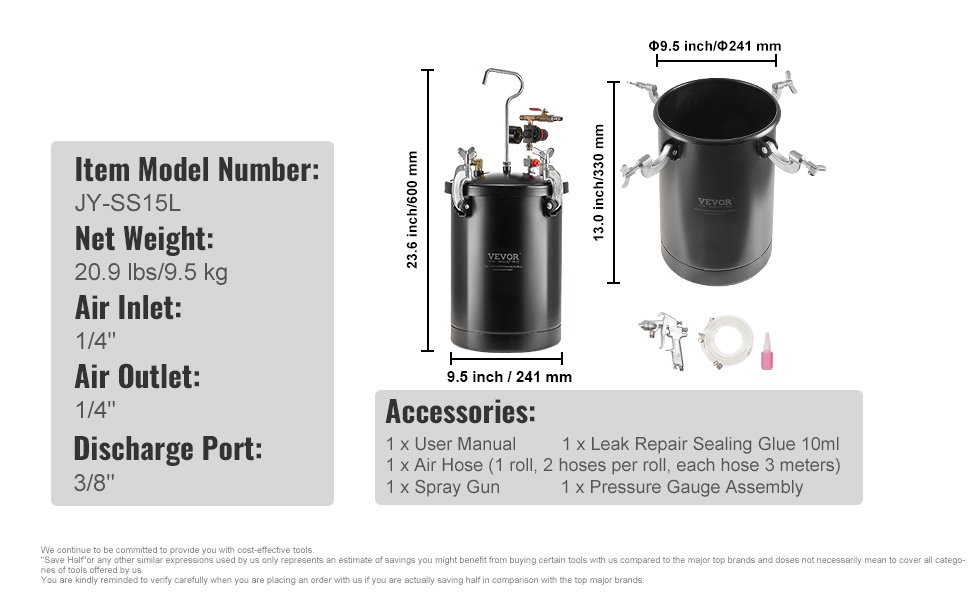 Maalin paineastia kokonaisuutena letkujen ja ruiskun kanssa