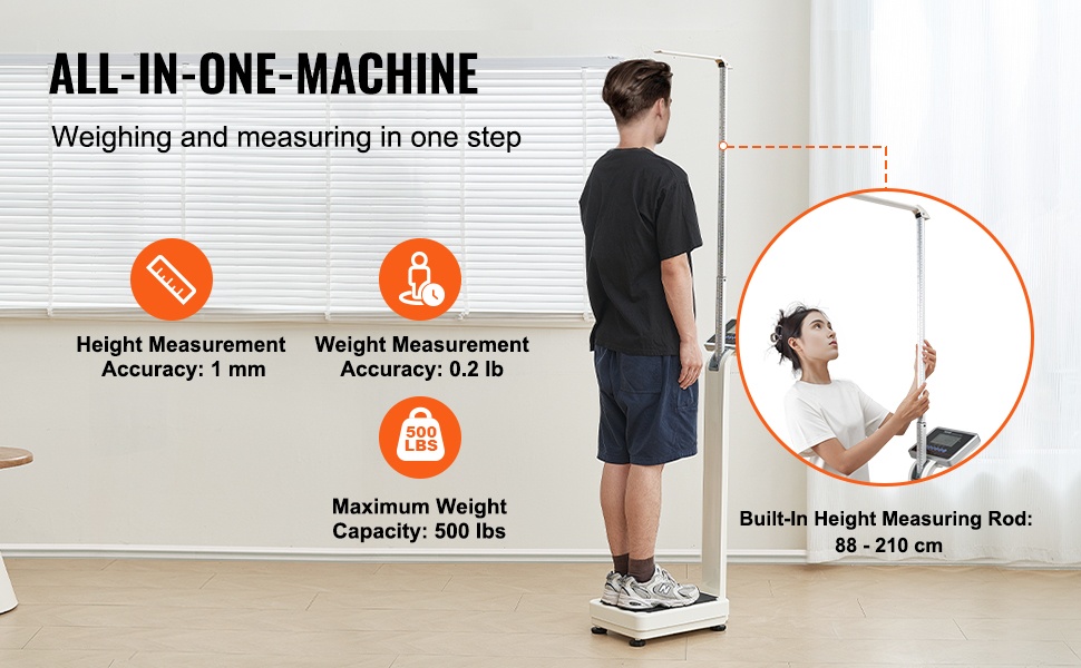 Lääkärivaaka paino- ja pituusmittauksella