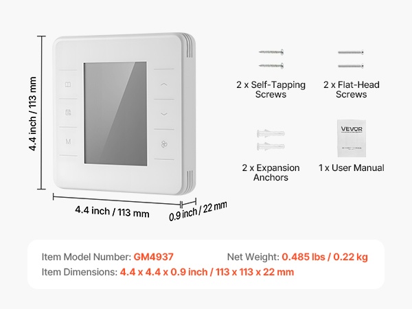 Termostaatin sivu- ja yläprofiili