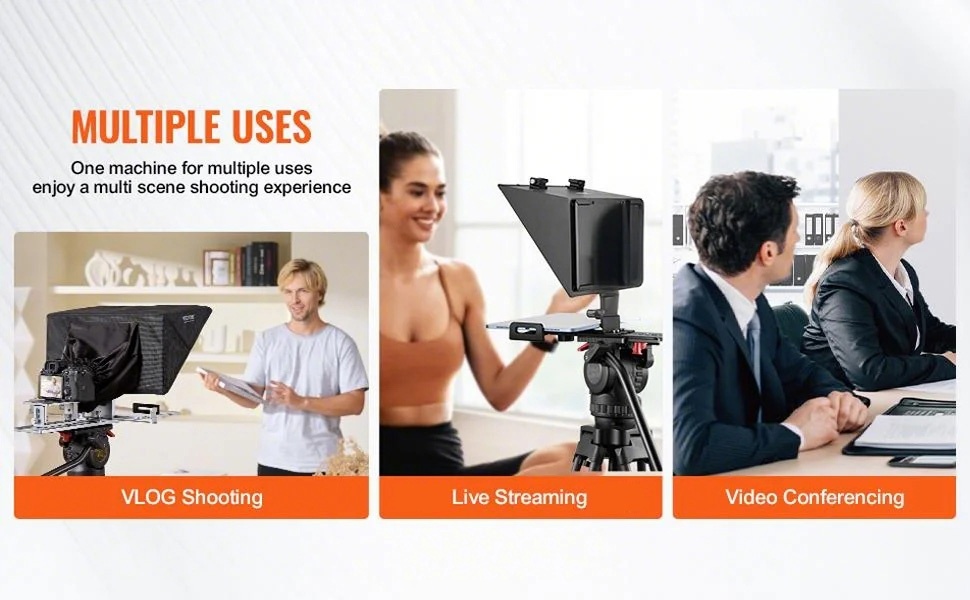 Teleprompteri käytössä