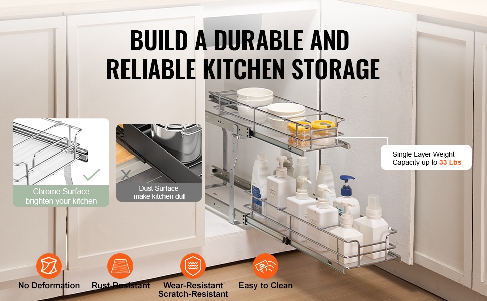 Teräksinen ulosvedettävä liukukori kaappiin