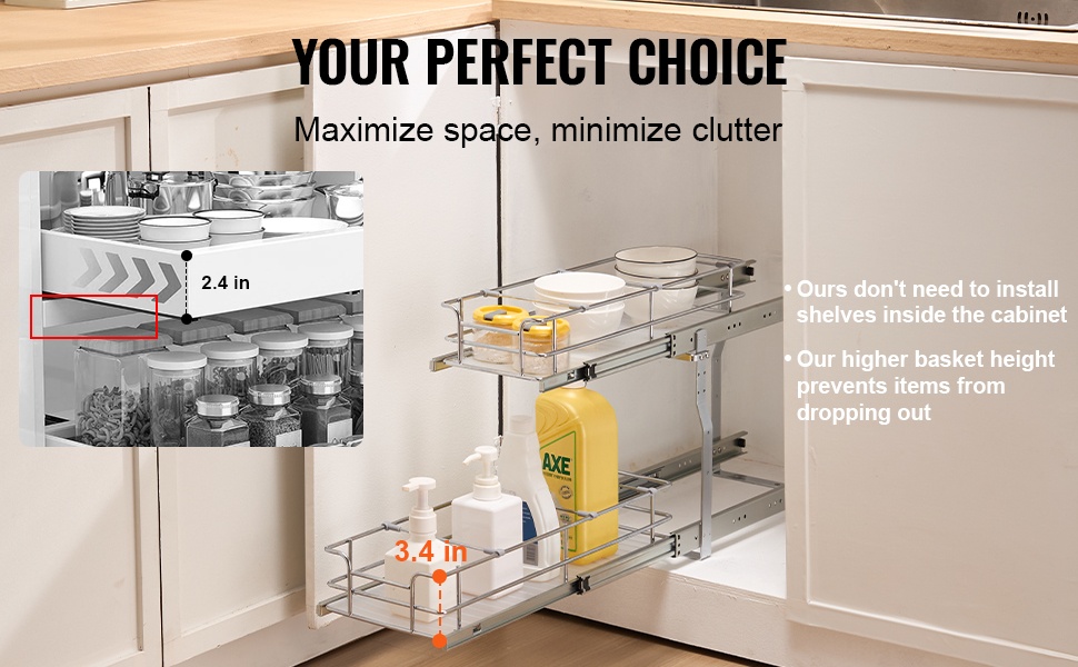 Kaksitasoinen ulosvedettävä kaappihylly