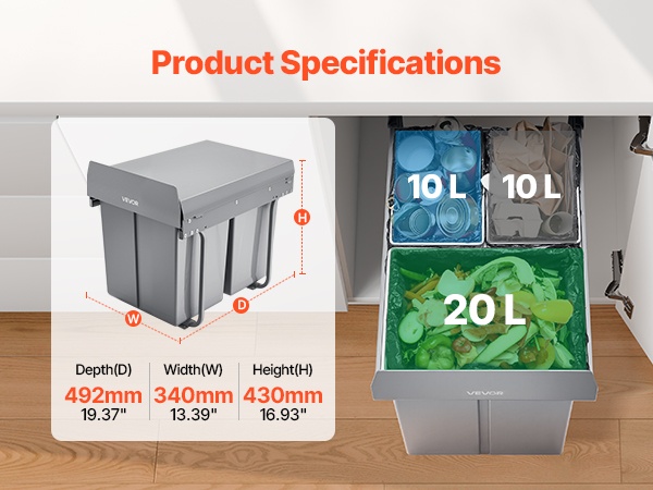 Hiljainen ja pehmeä liukukäyttö jäteastialle