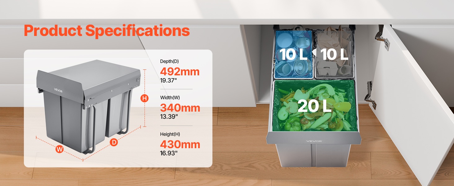 Jäteastian metalliset liukukiskot ja ulosvetorakenne