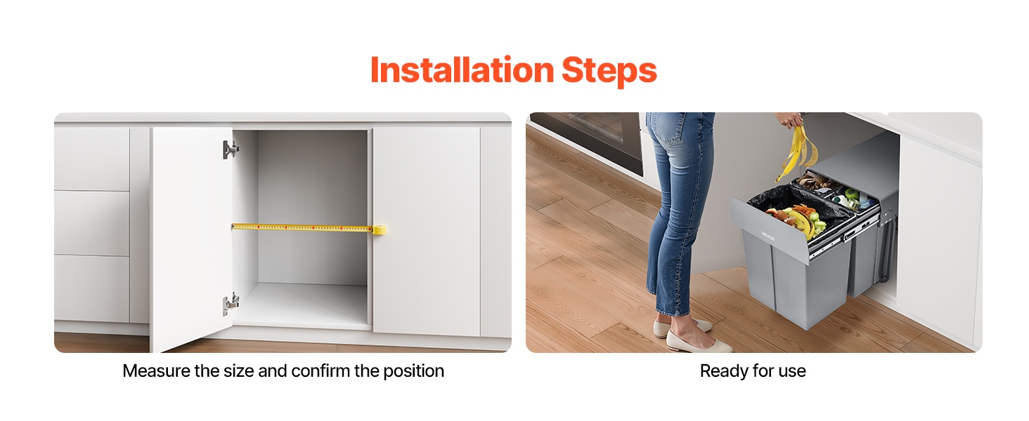 Helppo asennus kaapin pohjaan ruuveilla