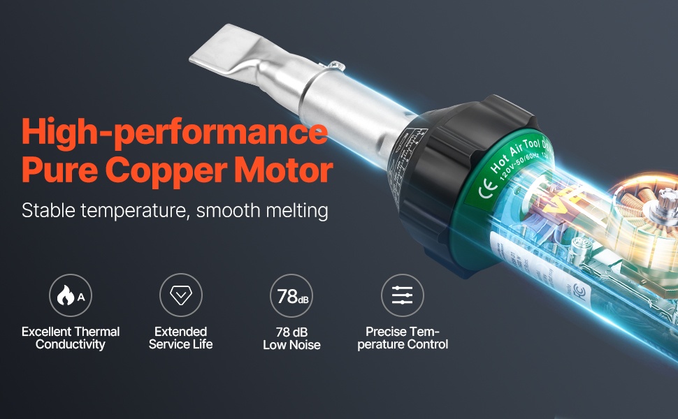 Kuparimoottorilla varustettu kuumailmahitsain