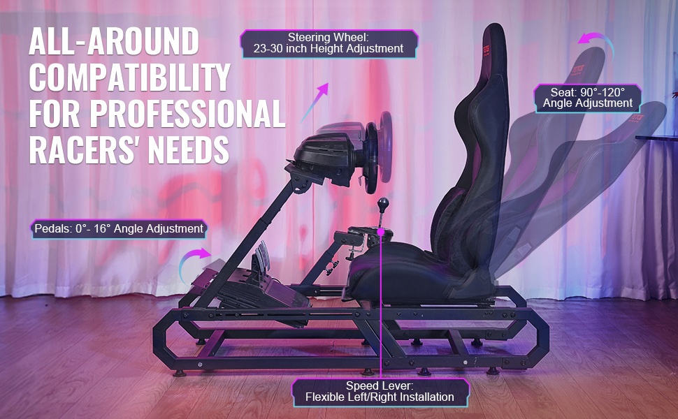 Säädettävä rattiteline ja polkimet