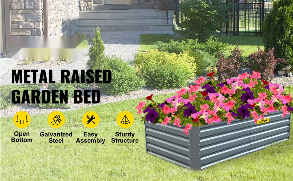 Sinkitty metallinen korotettu kasvatuslaatikko