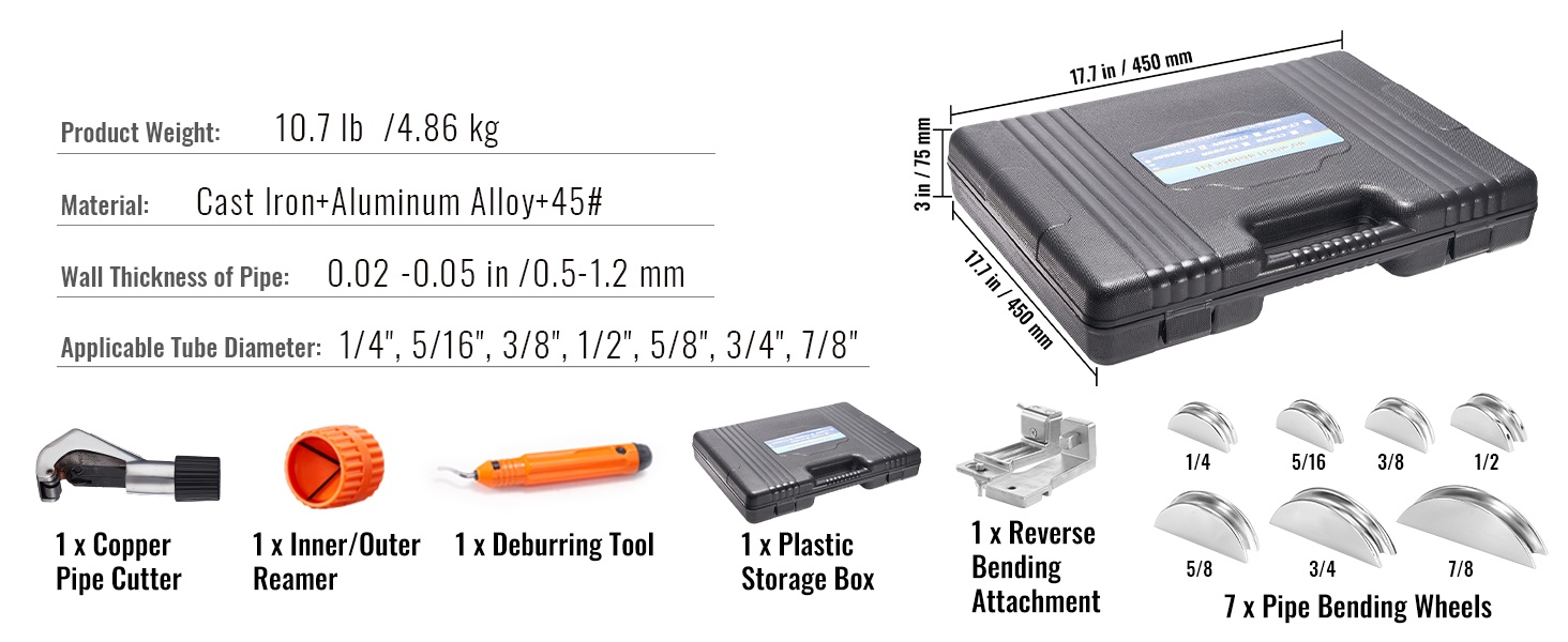 Putkentaivutin laukussa