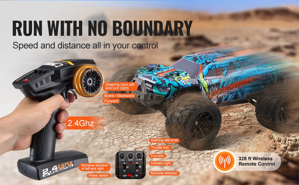 Radio-ohjattava maastoauto toiminnassa maastossa