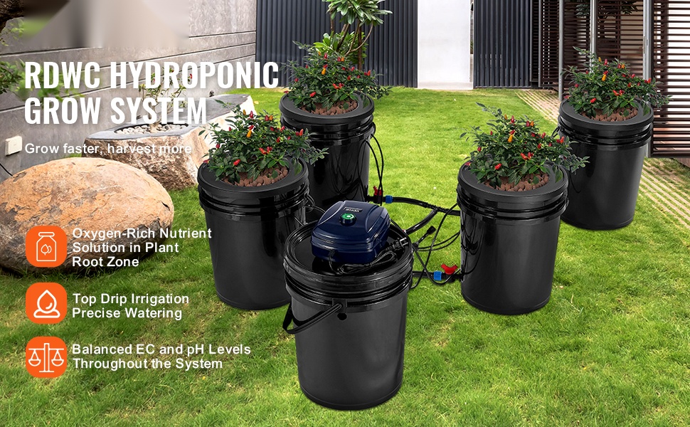 RDWC-vesiviljelyjärjestelmä yleiskuva